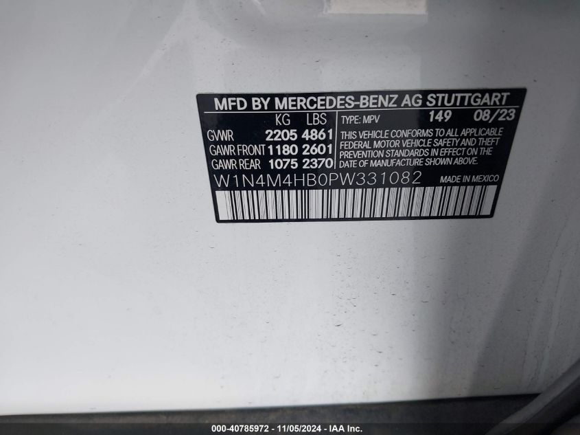 2023 Mercedes-Benz Glb 250 4Matic VIN: W1N4M4HB0PW331082 Lot: 40785972