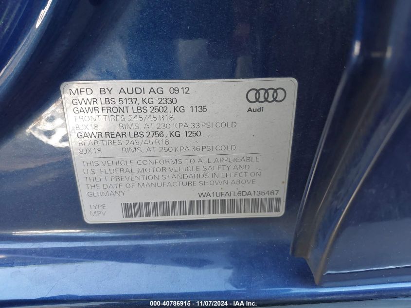 2013 AUDI ALLROAD 2.0T PREMIUM PLUS - WA1UFAFL6DA135467