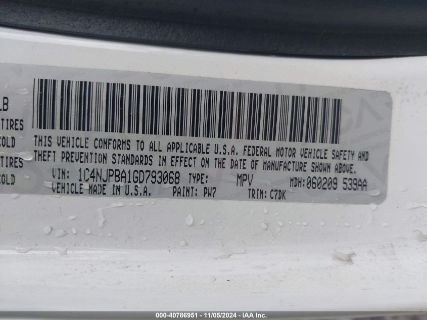 VIN 1C4NJPBA1GD793068 2016 JEEP PATRIOT no.9