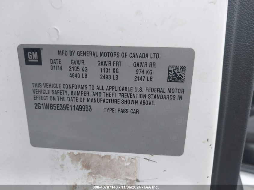2014 CHEVROLET IMPALA LIMITED LT - 2G1WB5E39E1149953