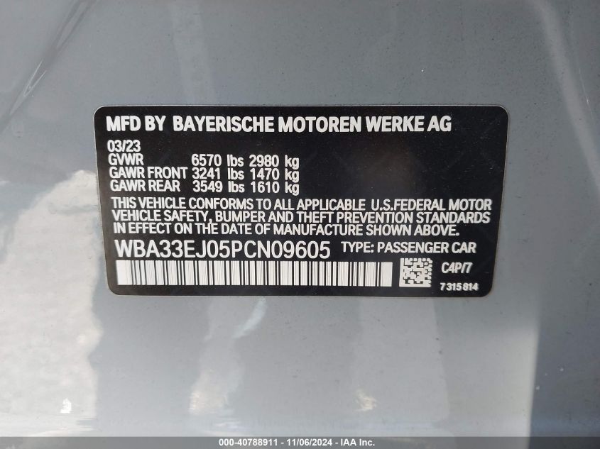 2023 BMW 760 I xDrive VIN: WBA33EJ05PCN09605 Lot: 40788911