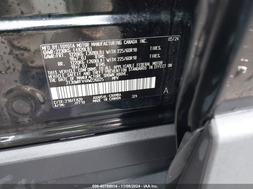 2024 TOYOTA RAV4 HYBRID WOODLAND EDITION VIN: 2T3UWRFV4RW226025