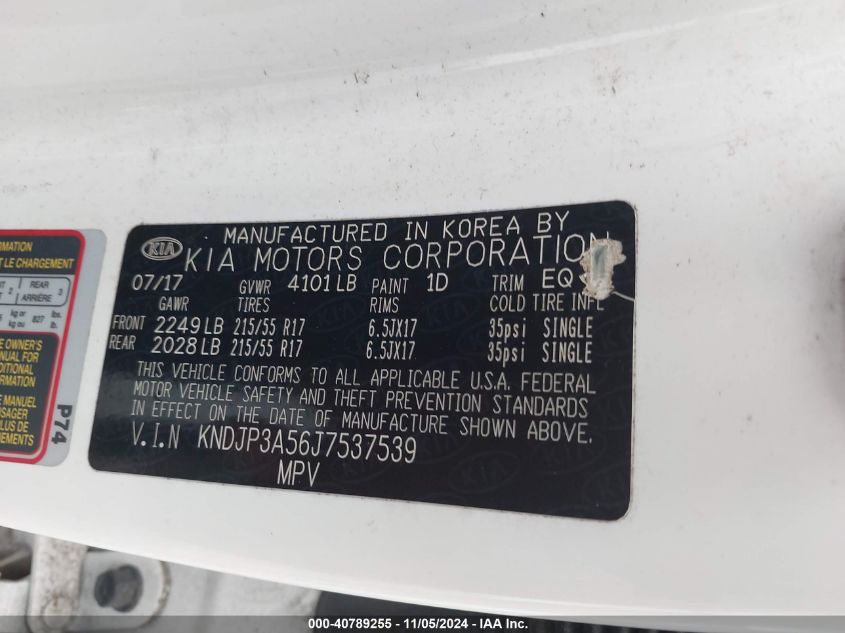 VIN KNDJP3A56J7537539 2018 KIA Soul, + no.9