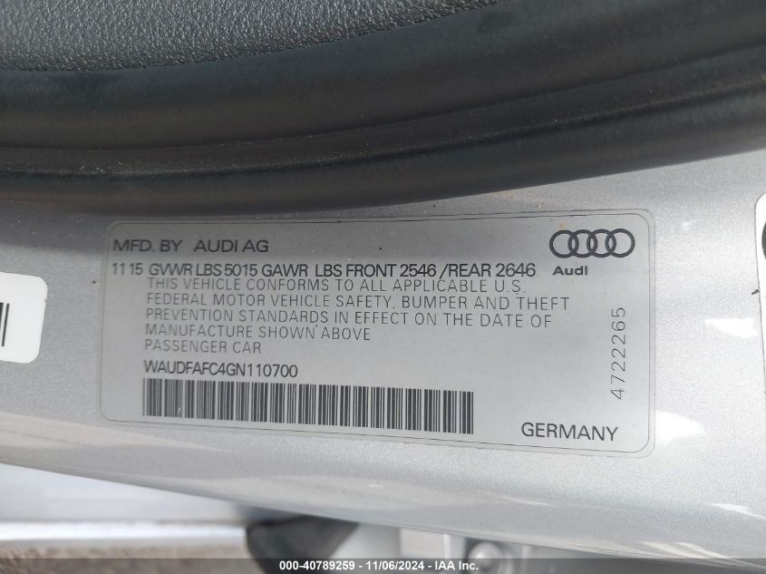 2016 AUDI A6 2.0T PREMIUM PLUS - WAUDFAFC4GN110700