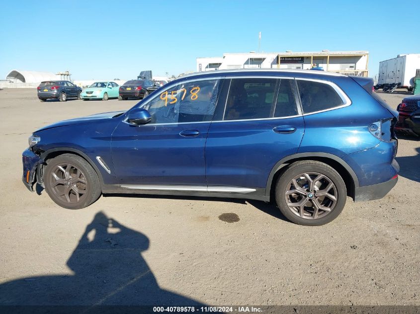 2022 BMW X3 xDrive30I VIN: 5UX53DP09N9L89135 Lot: 40789578