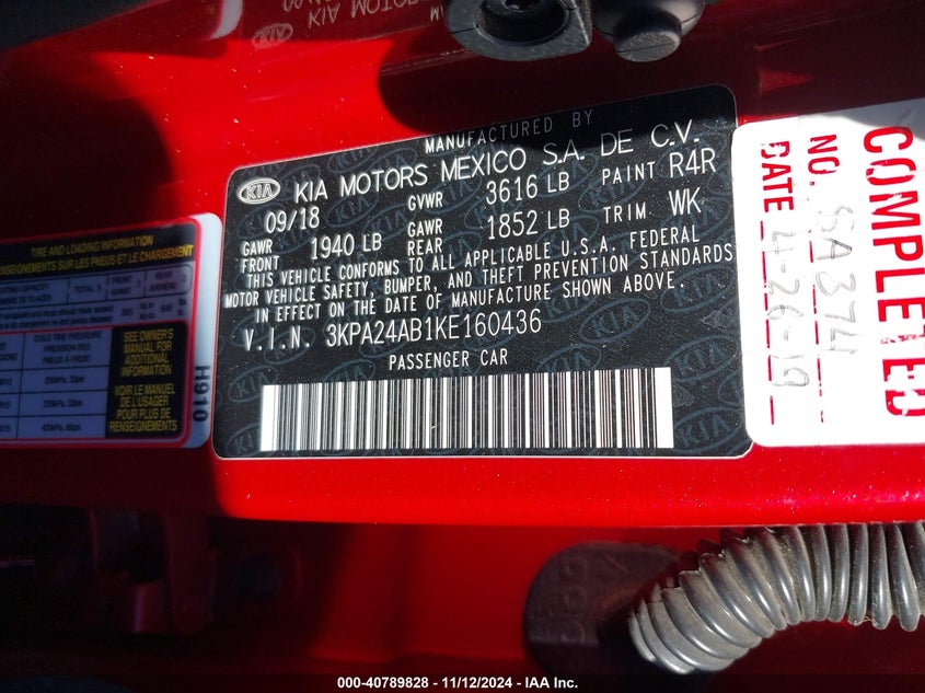 2019 KIA RIO S - 3KPA24AB1KE160436