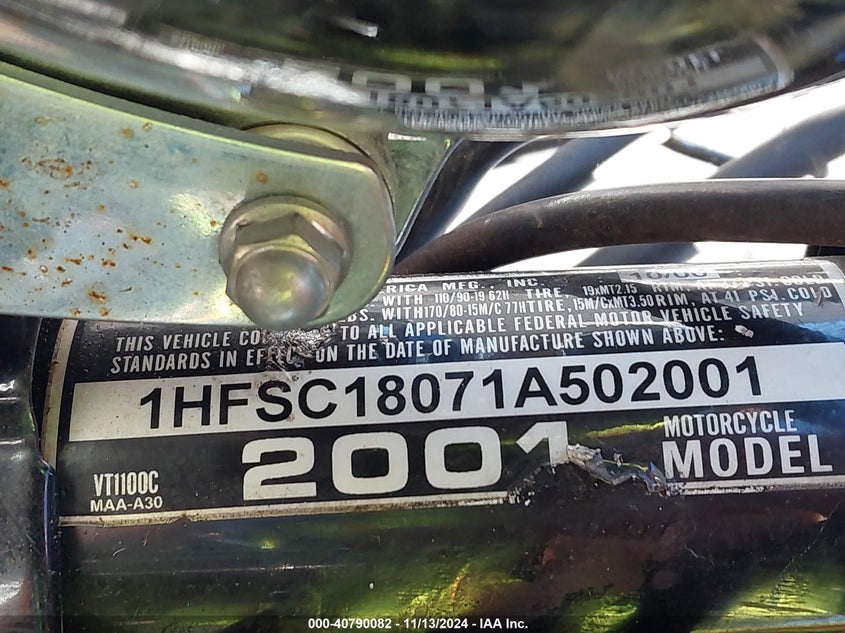 2001 HONDA VT1100 C 1HFSC18071A502001
