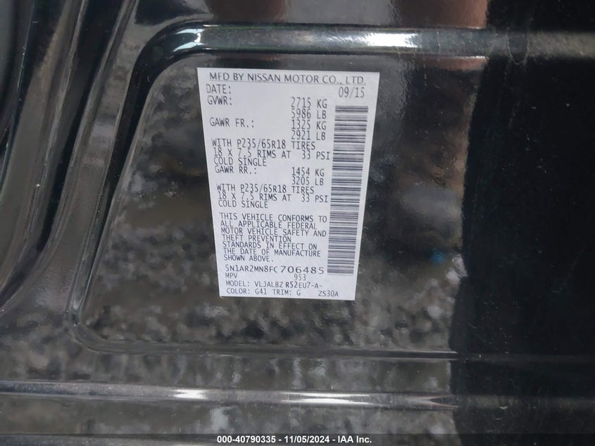 2015 NISSAN PATHFINDER S - 5N1AR2MN8FC706485