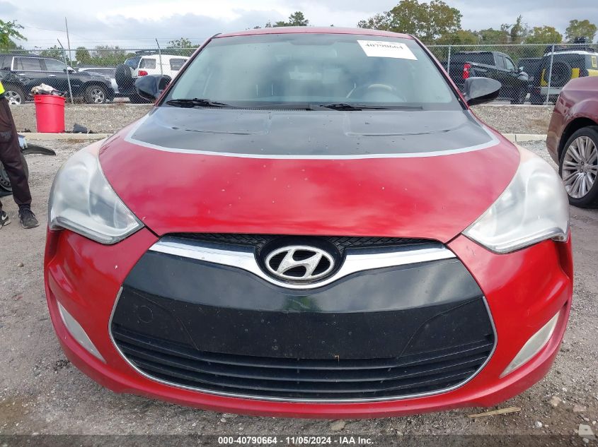 2012 Hyundai Veloster Base W/Red/Black VIN: KMHTC6AD2CU075882 Lot: 40790664