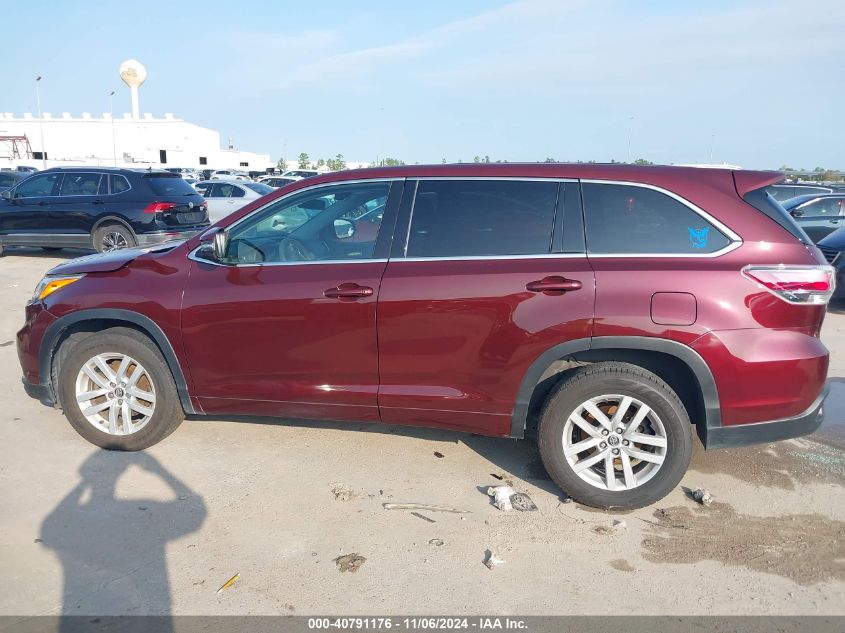 2016 Toyota Highlander Le V6 VIN: 5TDZKRFH4GS136044 Lot: 40791176