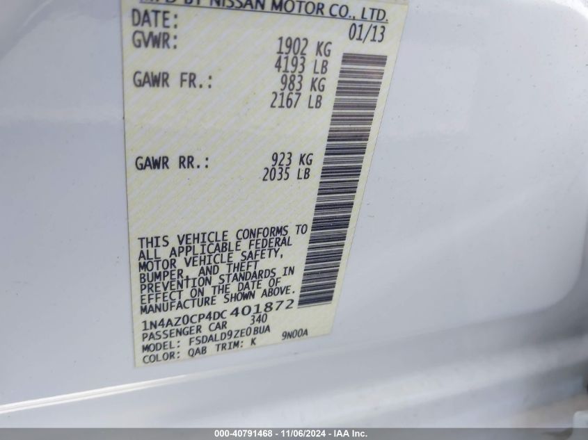 2013 NISSAN LEAF SV - 1N4AZ0CP4DC401872