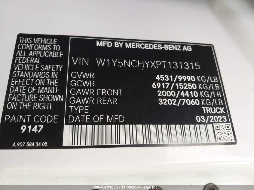 2023 MERCEDES-BENZ SPRINTER 3500 HIGH ROOF 4-CYL DIESEL HO - W1Y5NCHYXPT131315