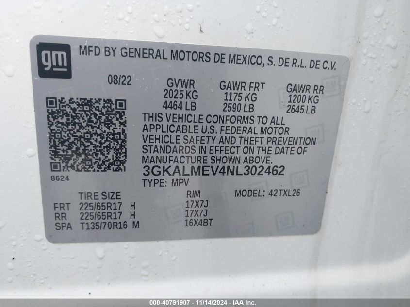 2022 GMC TERRAIN FWD SLE - 3GKALMEV4NL302462