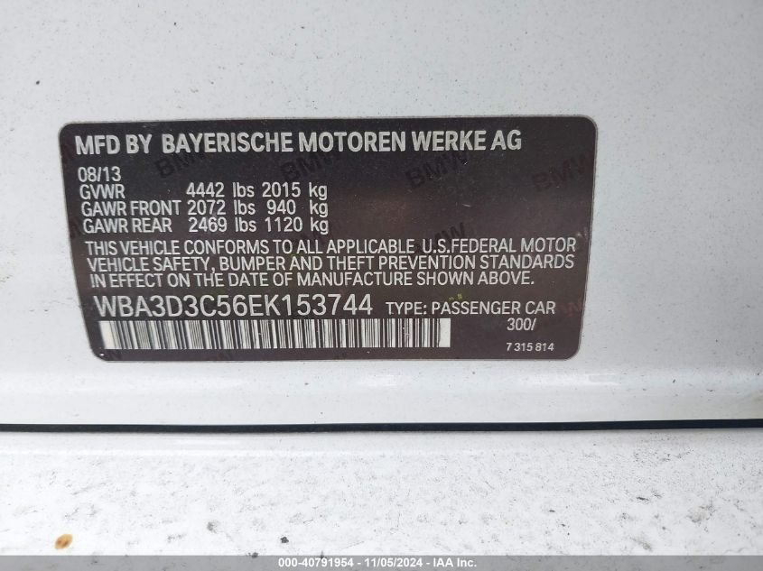 VIN WBA3D3C56EK153744 2014 BMW 328D no.9