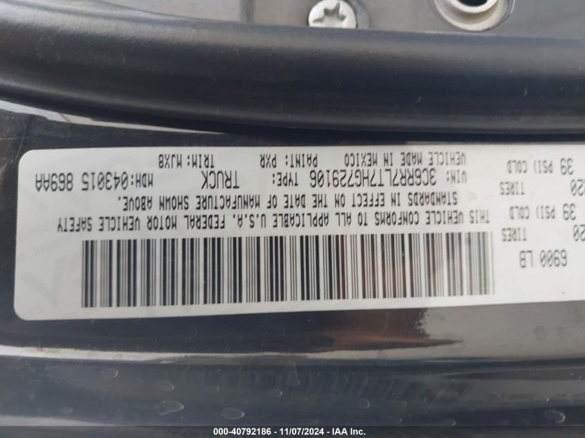 2017 RAM 1500 VIN: 3C6RR7LT7HG729106