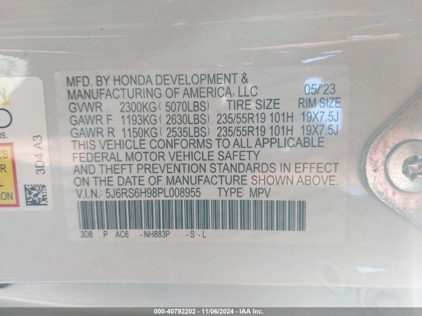 2023 HONDA CR-V HYBRID SPORT TOURING - 5J6RS6H98PL008955