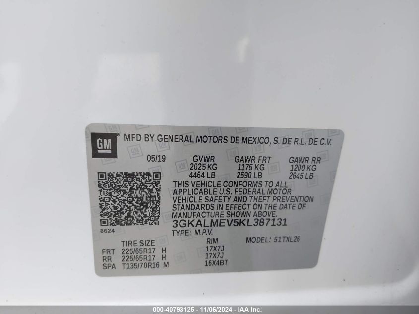 2019 GMC TERRAIN SLE - 3GKALMEV5KL387131