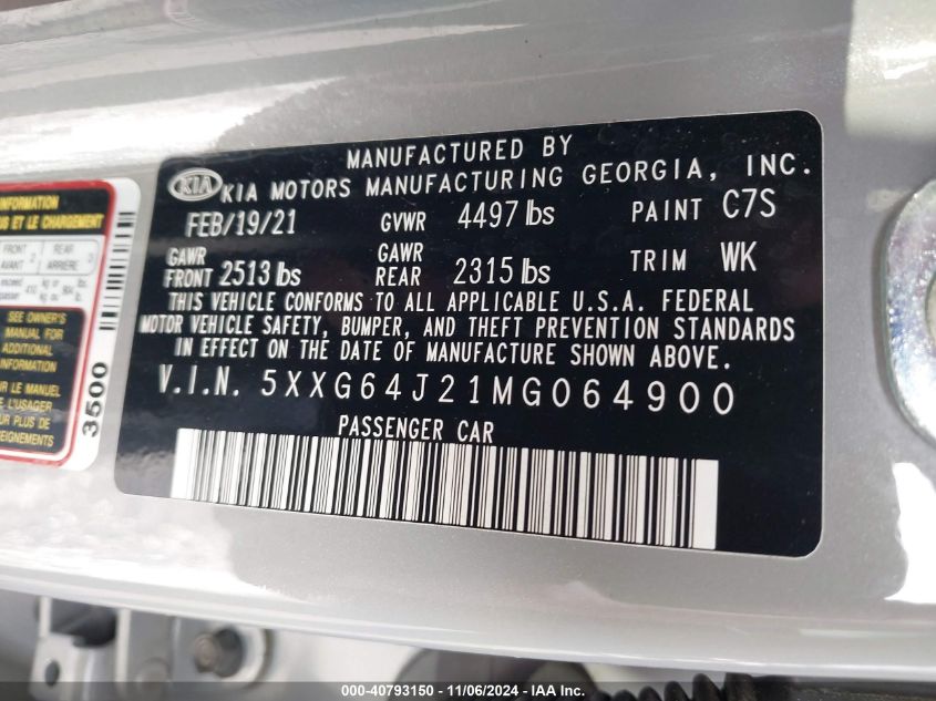 2021 KIA K5 GT-LINE - 5XXG64J21MG064900