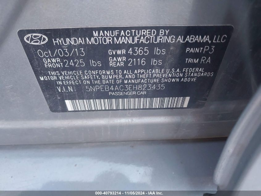 2014 HYUNDAI SONATA GLS - 5NPEB4AC3EH823435