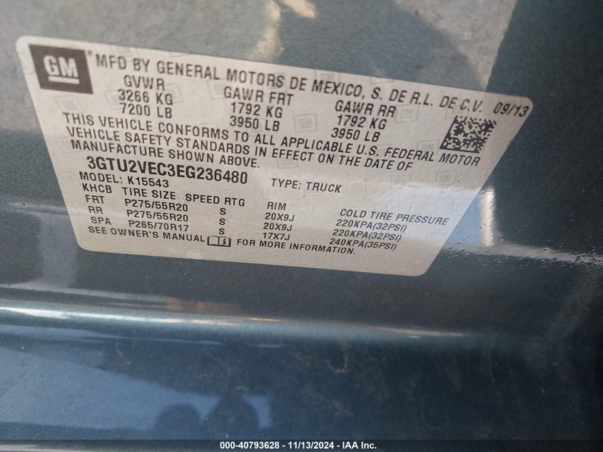 2014 GMC SIERRA 1500 SLT - 3GTU2VEC3EG236480