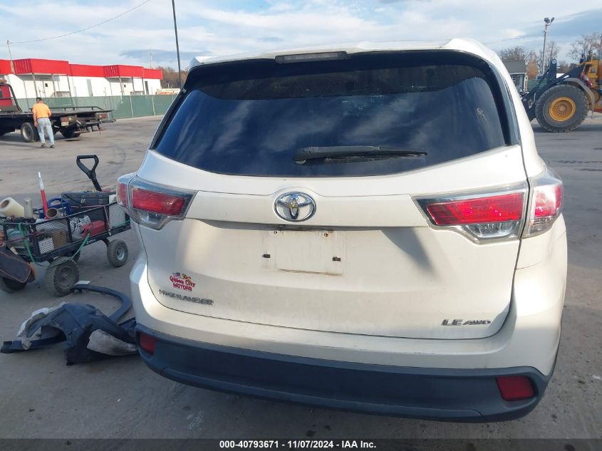 2015 Toyota Highlander Le V6 VIN: 5TDBKRFH2FS182617 Lot: 40793671