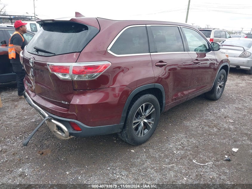 Vin: 5tdkkrfhxgs176307, lot: 41283194, toyota highlander xle v6 20164