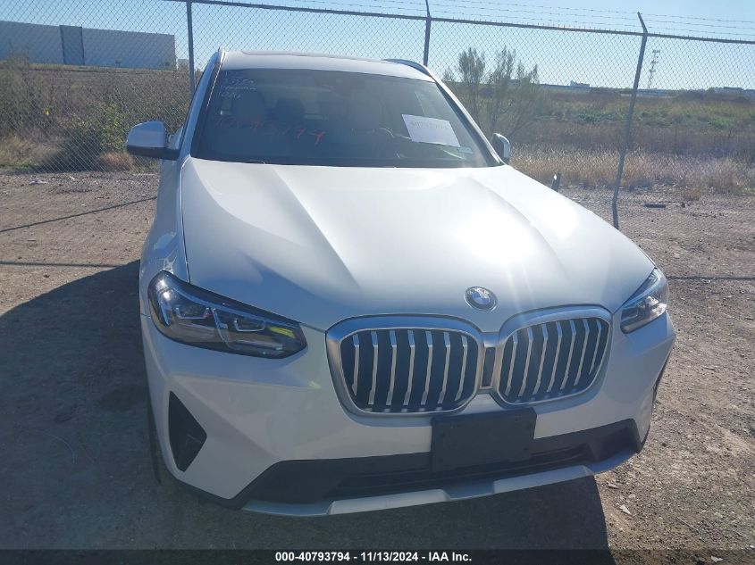 2022 BMW X3 SDRIVE30I - 5UX43DP01N9J43207
