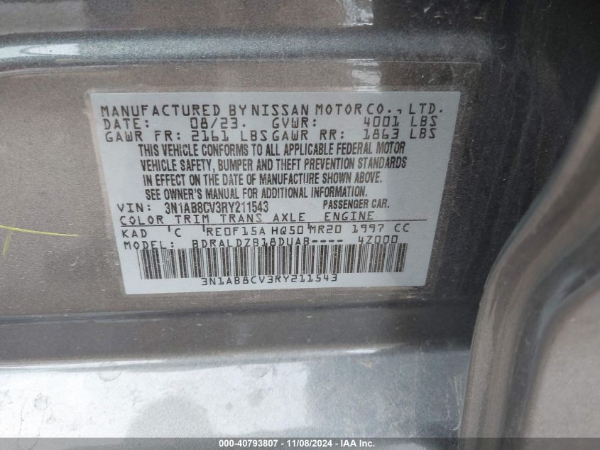 2024 NISSAN SENTRA SV XTRONIC CVT - 3N1AB8CV3RY211543