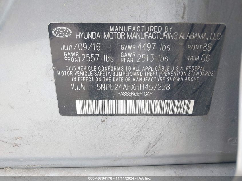 2017 HYUNDAI SONATA SE - 5NPE24AFXHGH45722