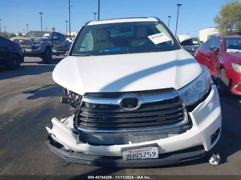 2015 Toyota Highlander Hybrid Limited Platinum V6 VIN: 5TDDCRFH8FS008542 Lot: 40794209