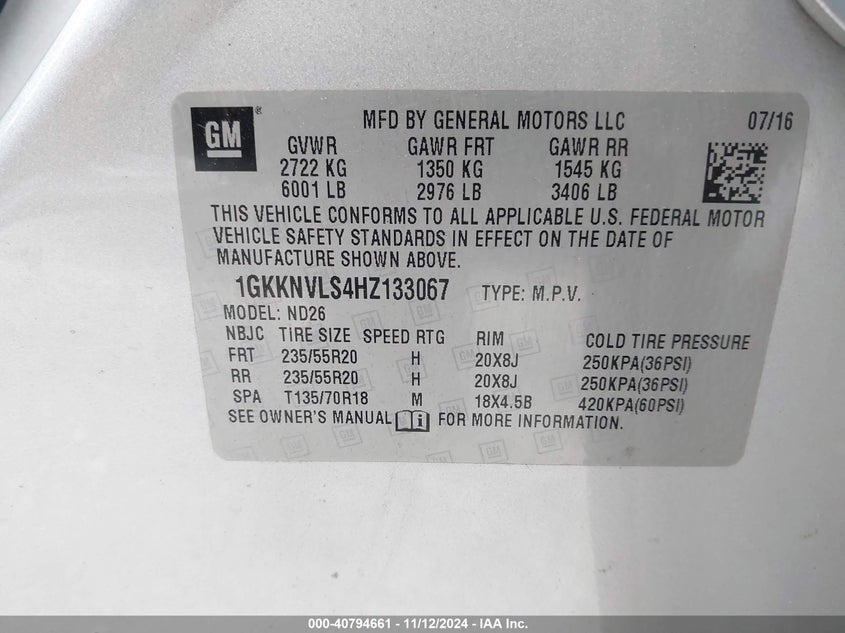 2017 GMC ACADIA SLT-1 - 1GKKNVLS4HZ133067