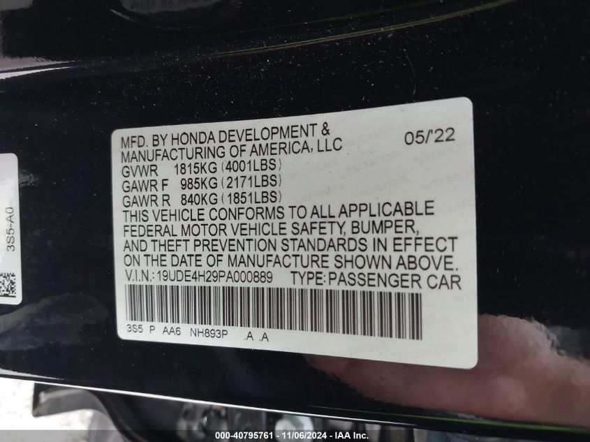 VIN 19UDE4H29PA000889 2023 ACURA INTEGRA no.9