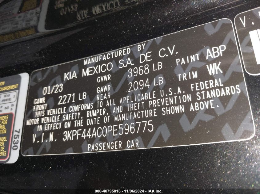 VIN 3KPF44AC0PE596775 2023 KIA FORTE GT
