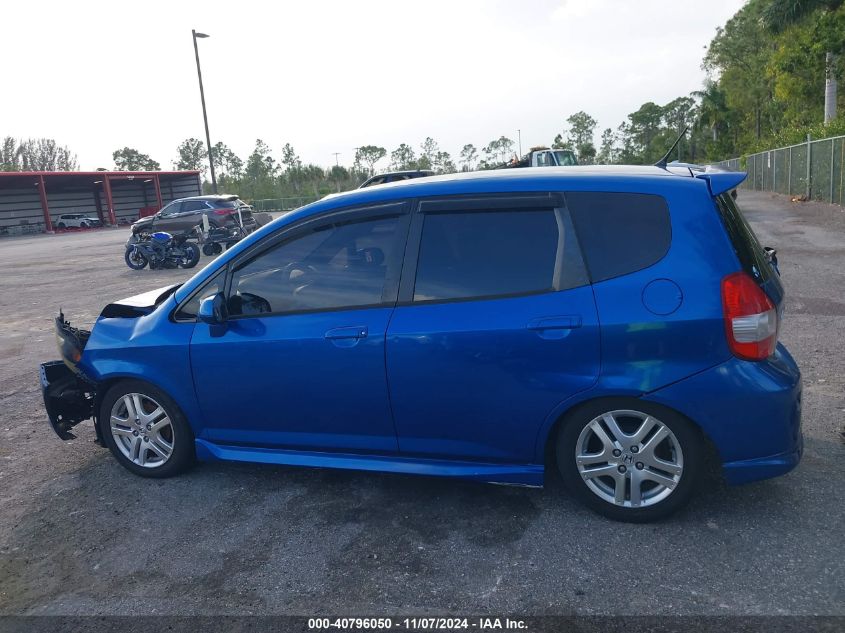 2007 Honda Fit Sport VIN: JHMGD37607S054149 Lot: 40796050