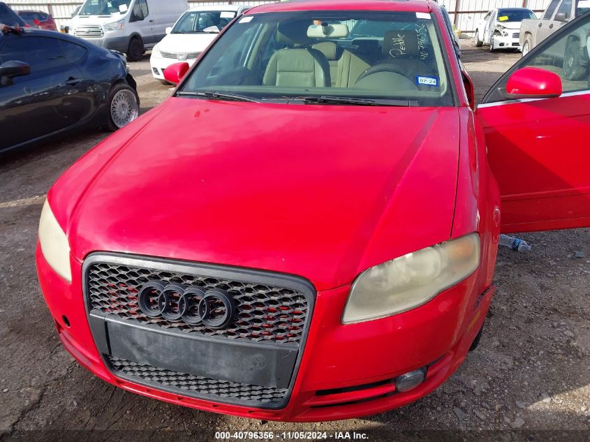 2007 Audi A4 2.0T VIN: WAUAF78E27A200696 Lot: 40796356