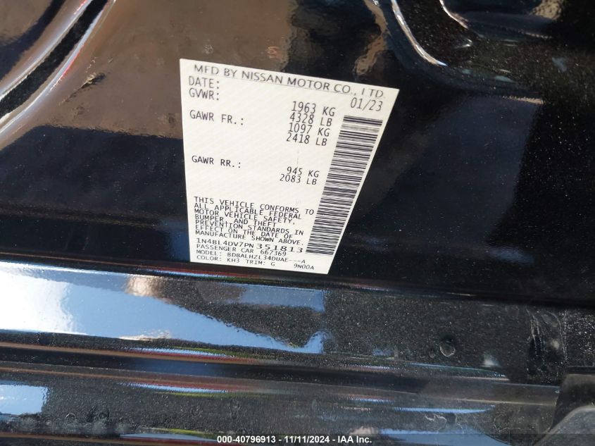 2023 NISSAN ALTIMA VIN: 1N4BL4DV7PN351813