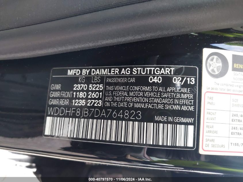 VIN WDDHF8JB7DA764823 2013 Mercedes-Benz E 350, 4Matic no.9