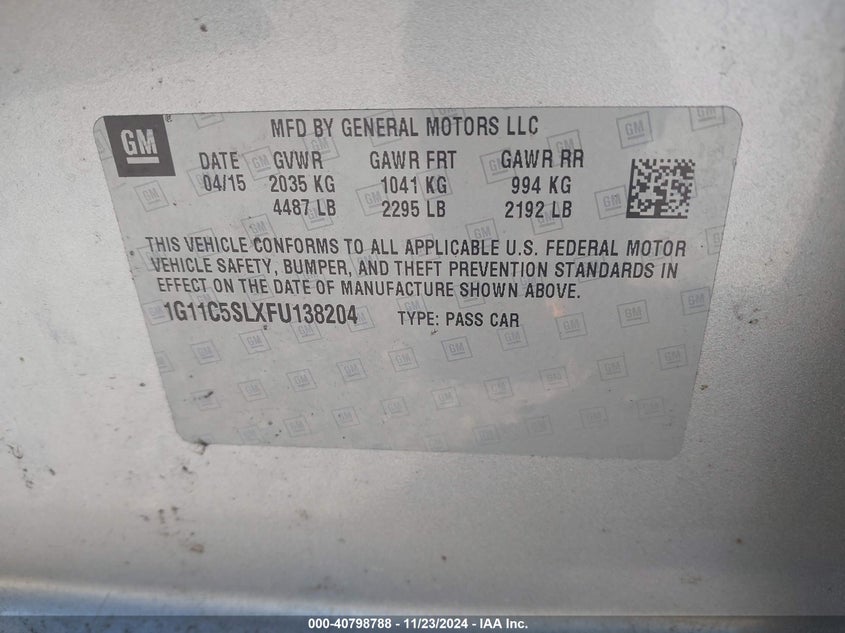 2015 CHEVROLET MALIBU 1LT - 1G11C5SLXFU138204