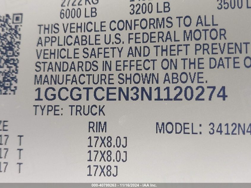 2022 Chevrolet Colorado 4Wd Short Box Lt VIN: 1GCGTCEN3N1120274 Lot: 40799263