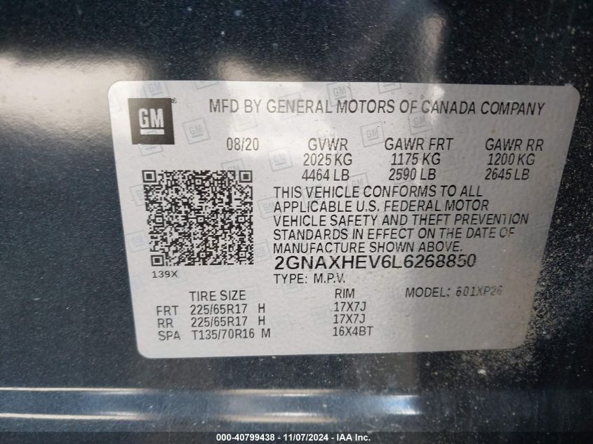 2020 CHEVROLET EQUINOX FWD LS - 2GNAXHEV6L6268850