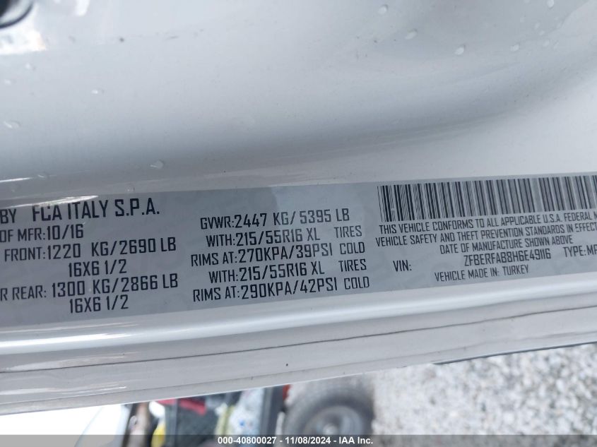 VIN ZFBERFAB8H6E49116 2017 RAM PROMASTER CITY TRADESMAN