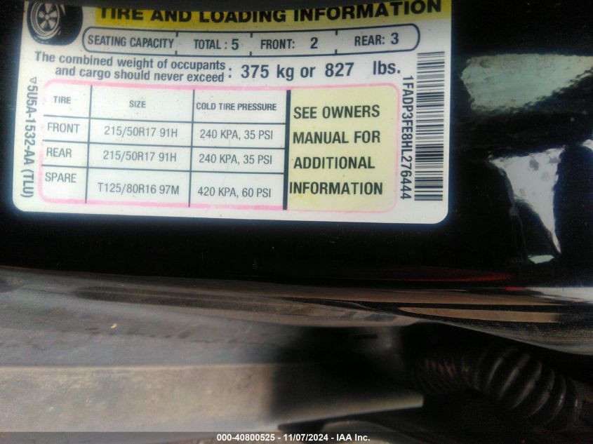 2017 FORD FOCUS SE - 1FADP3FE8HL276444