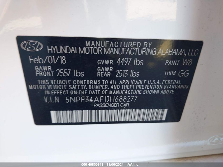 2018 HYUNDAI SONATA LIMITED - 5NPE34AF1JH688277