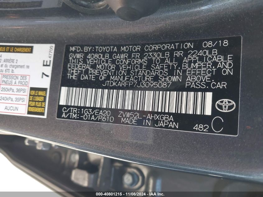 2018 TOYOTA PRIUS PRIME PREMIUM - JTDKARFP7J3095087