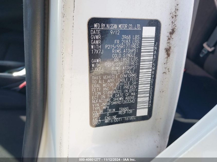 2013 NISSAN JUKE S - JN8AF5MR9DT203342