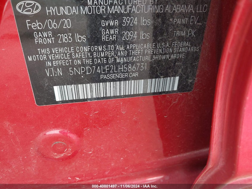 2020 HYUNDAI ELANTRA SE - 5NPD74LF2LH586731