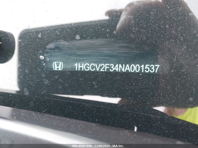 2022 HONDA ACCORD 2.0L I-4 DI, DOHC, V(VIN: 1HGCV2F34NA001537