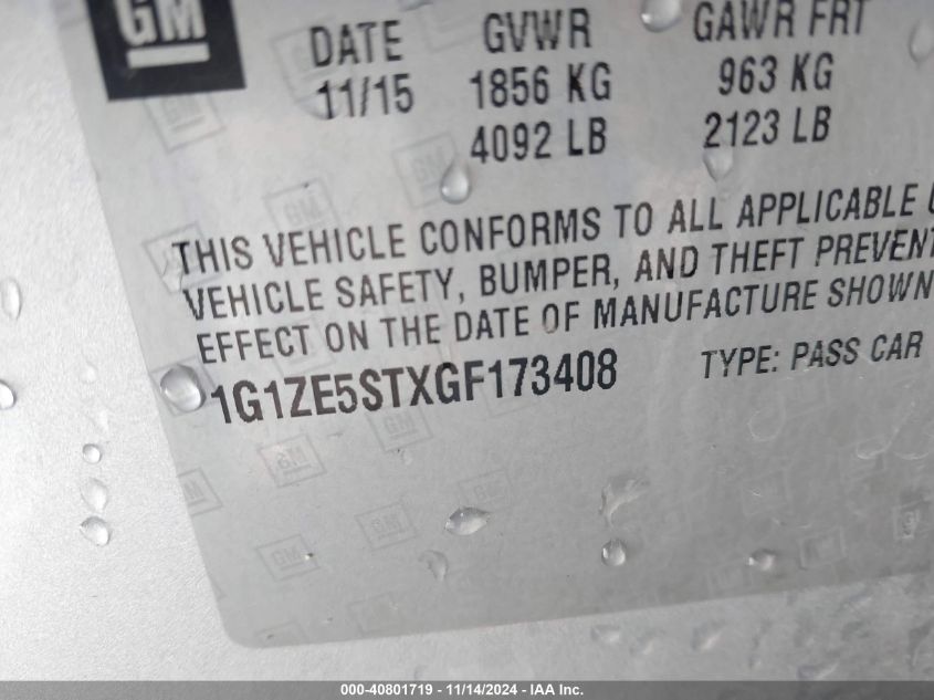 2016 CHEVROLET MALIBU LT - 1G1ZE5STXGF173408