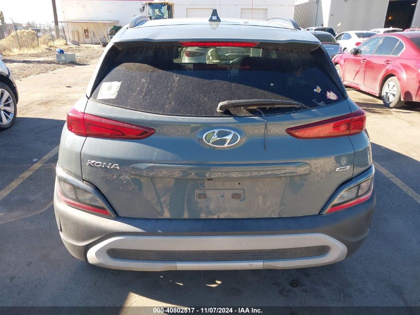 2022 Hyundai Kona Sel VIN: KM8K3CAB5NU913334 Lot: 40802517