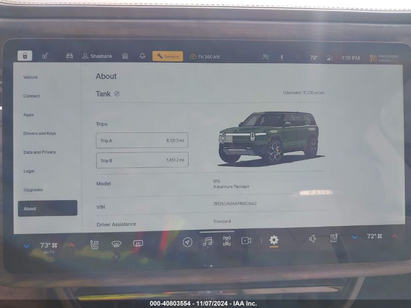 2023 Rivian R1S Adventure VIN: 7PDSGABA8PN023662 Lot: 40803554